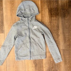 Nike Kids Heather Gray Full-Zip Hooded Jacket size kids medium